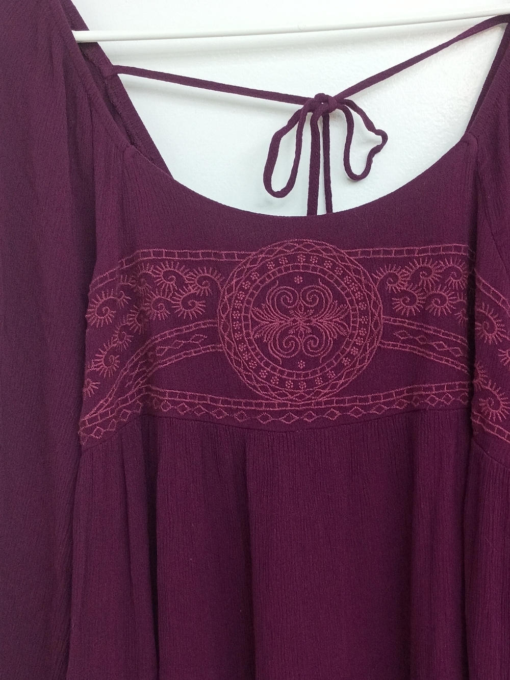 Chelsea & Violet Plum Boho Tie-Back Long Sleeve Mini Dress - Picture 6 of 11